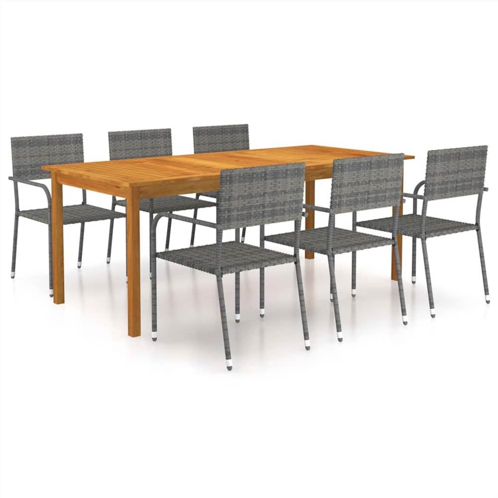 

7 Piece Garden Dining Set Grey