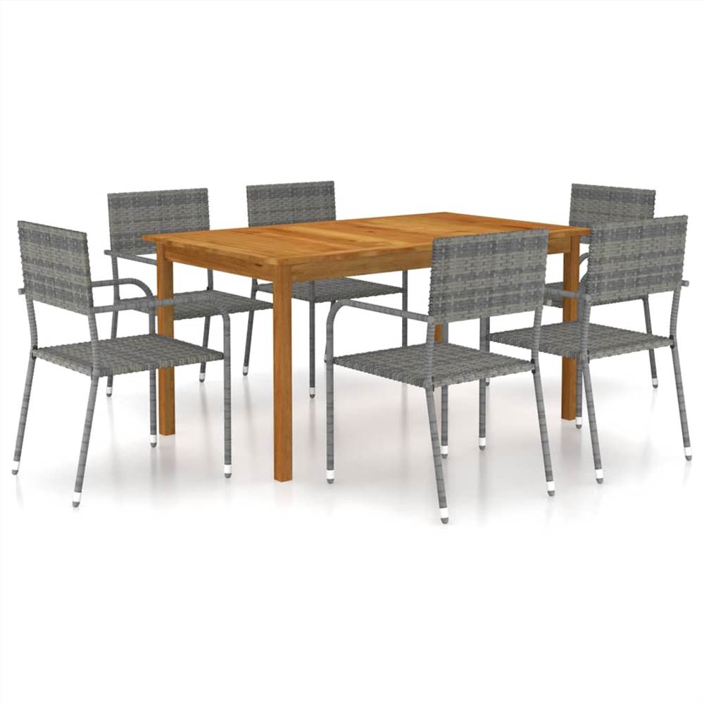 

7 Piece Garden Dining Set Grey