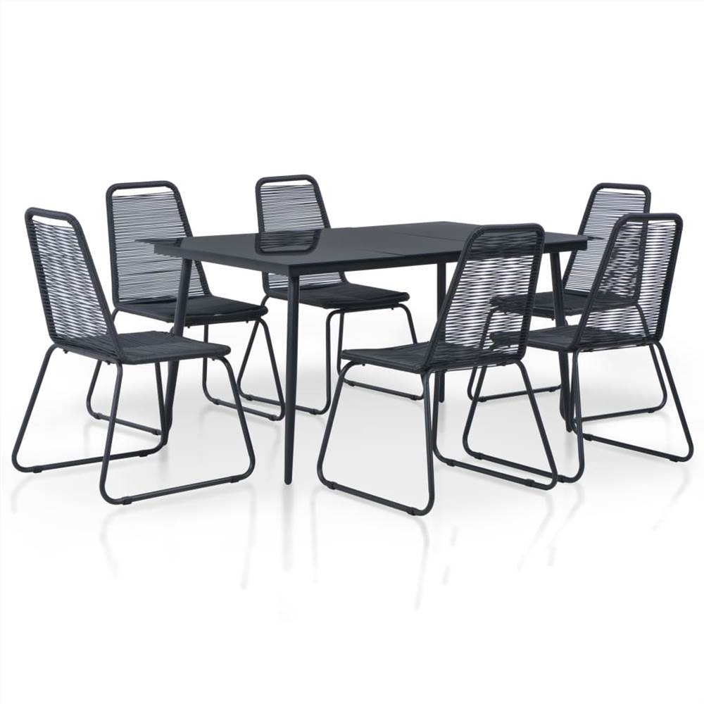 

7 Piece Outdoor Dining Set Poly Rattan Black