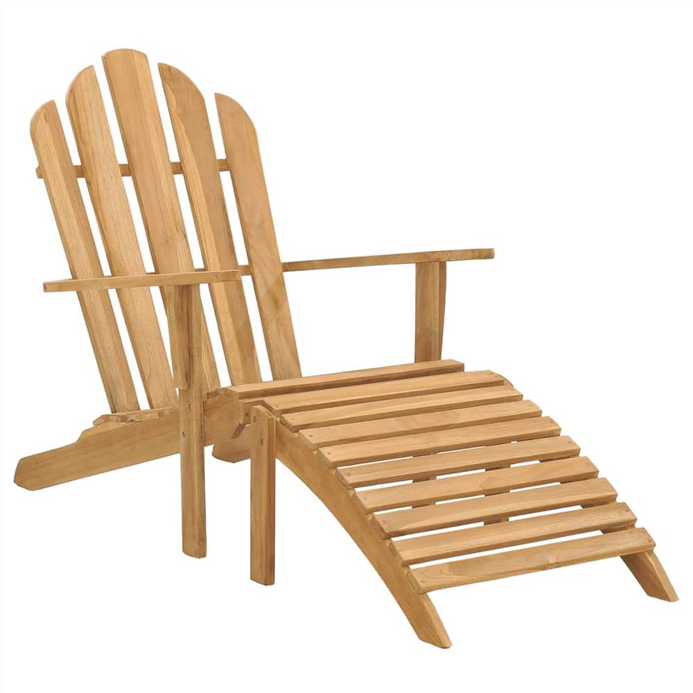 Adirondack Chair with Footrest Solid Teak Wood