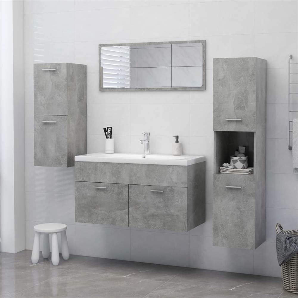 Bathroom Cabinet Concrete Grey 30x30x130 cm Chipboard