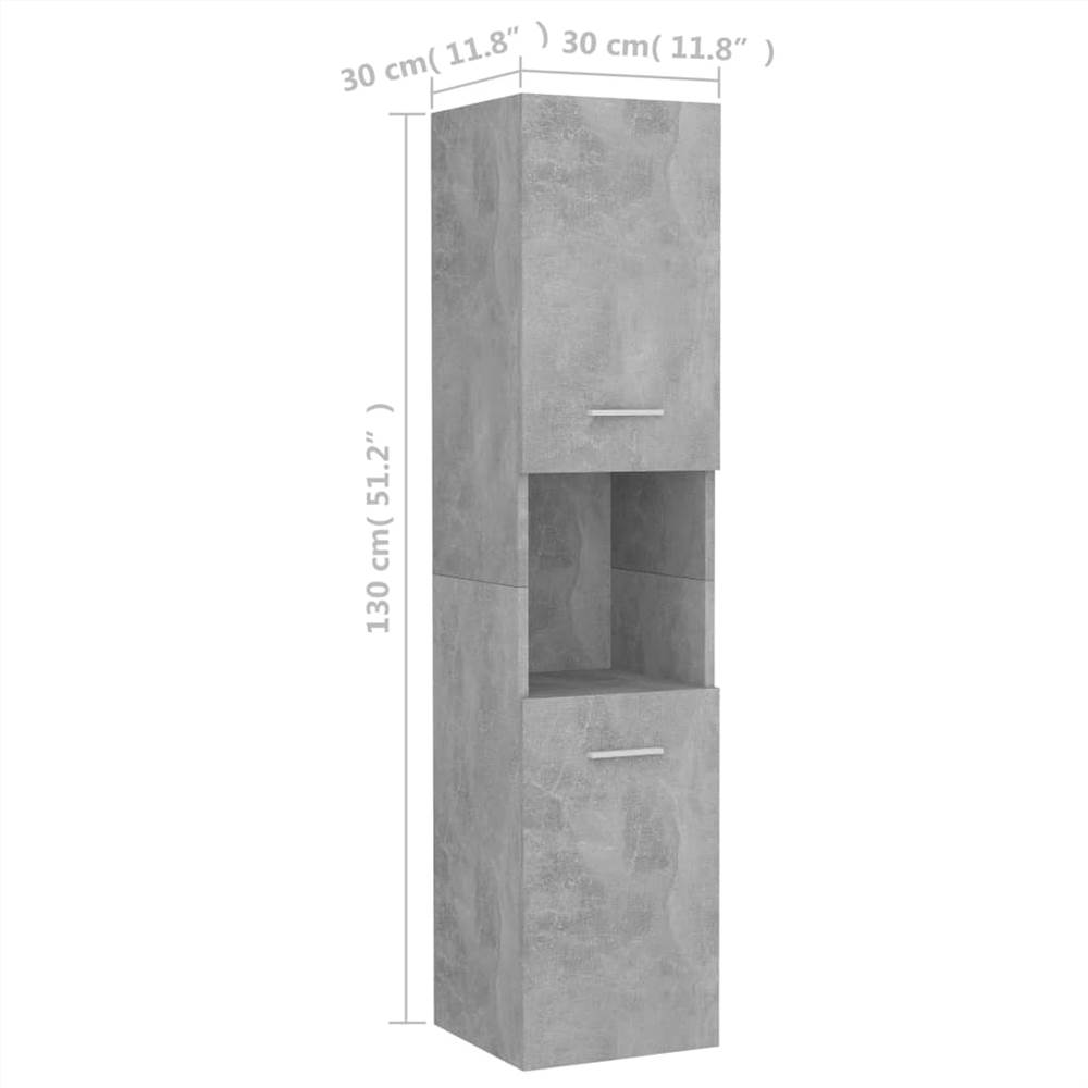 Bathroom Cabinet Concrete Grey 30x30x130 cm Chipboard