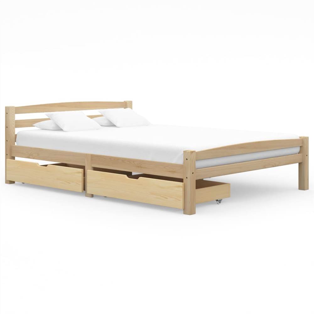 

Bed Frame with 2 Drawers Solid Pinewood 120x200 cm