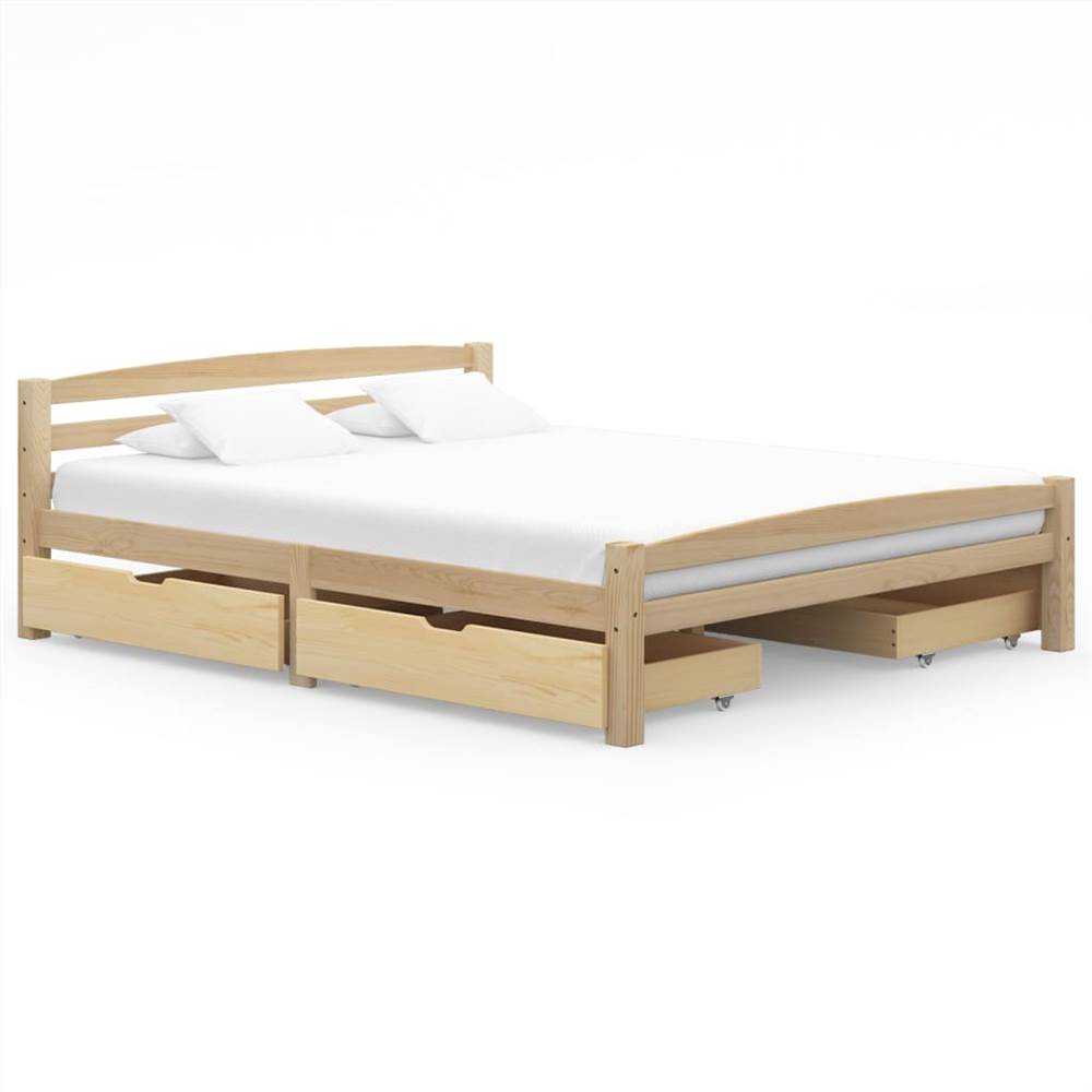 

Bed Frame with 4 Drawers Solid Pinewood 160x200 cm