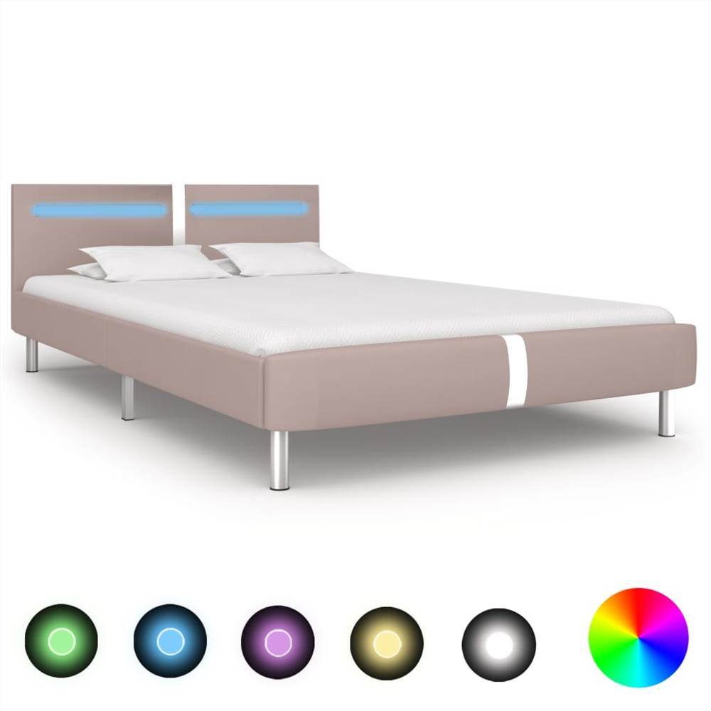 

Bed Frame with LED Cappuccino Faux Leather 120x190 cm