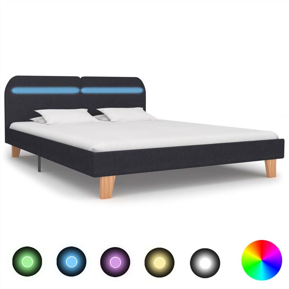 

Bed Frame with LED Dark Grey Fabric 180x200 cm 6FT Super King
