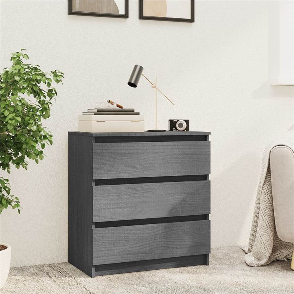 

Bedside Cabinet Grey 60x36x64 cm Solid Pinewood