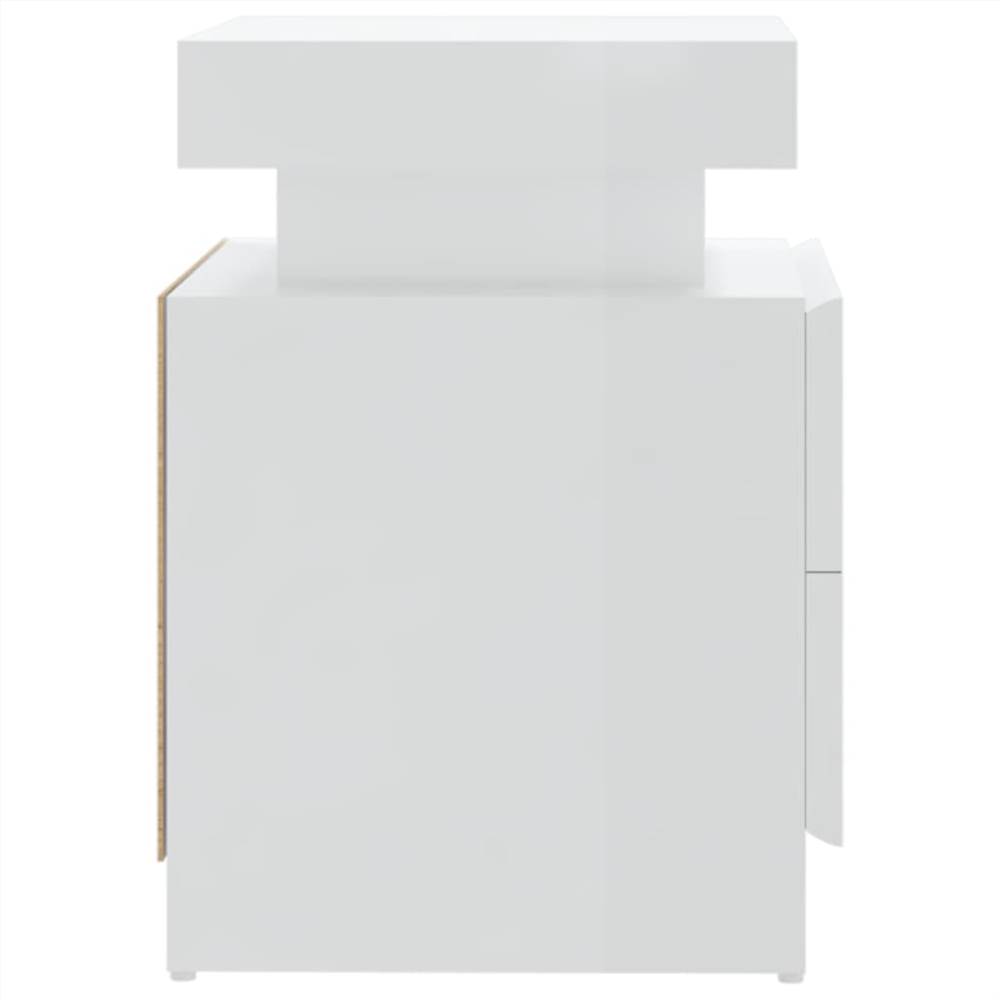 Bedside Cabinet High Gloss White 45x35x52 cm Chipboard
