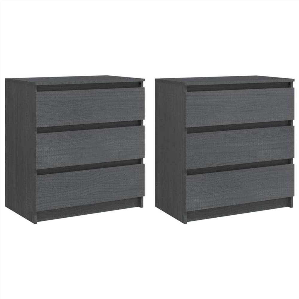 

Bedside Cabinets 2 pcs Grey 60x36x64 cm Solid Pinewood