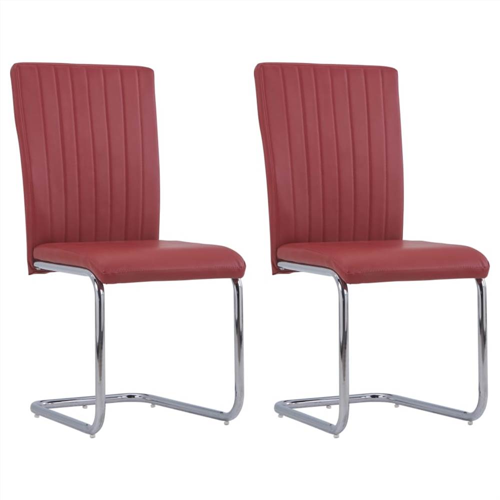 Cantilever Dining Chairs 2 pcs Bordeaux Red Faux Leather