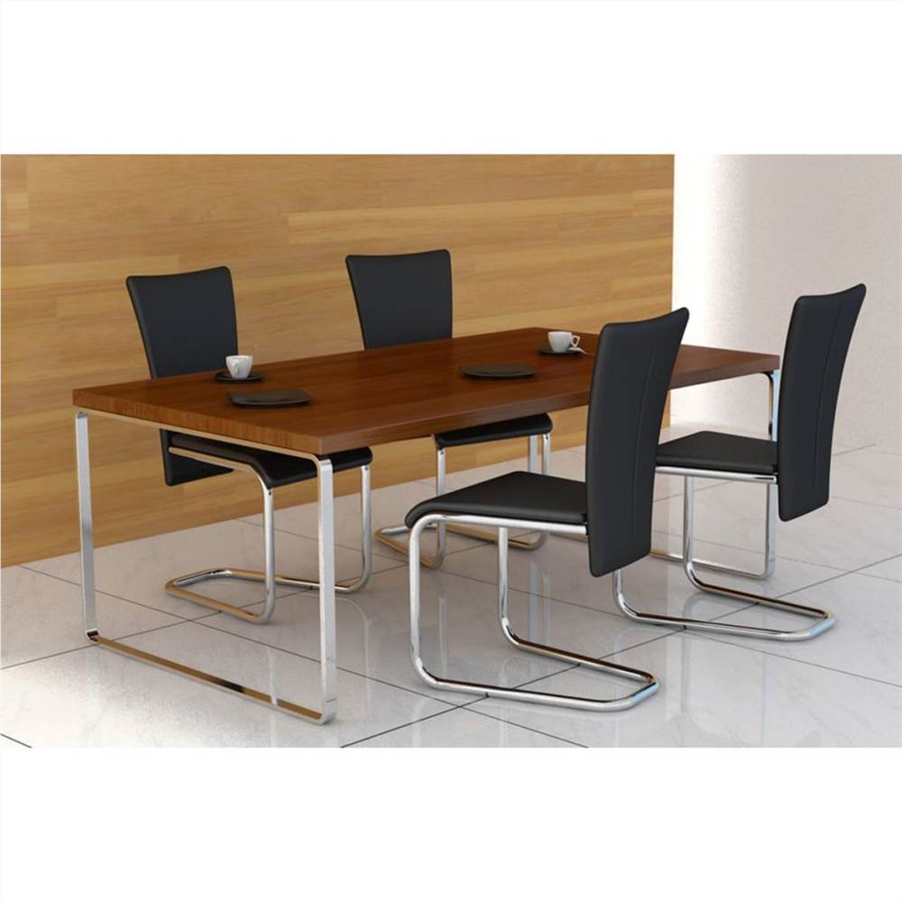 

Cantilever Dining Chairs 4 pcs Black Faux Leather