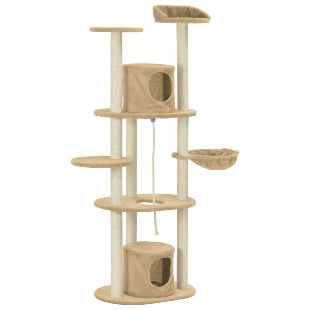 

Cat Tree with Sisal Scratching Posts Beige 160 cm