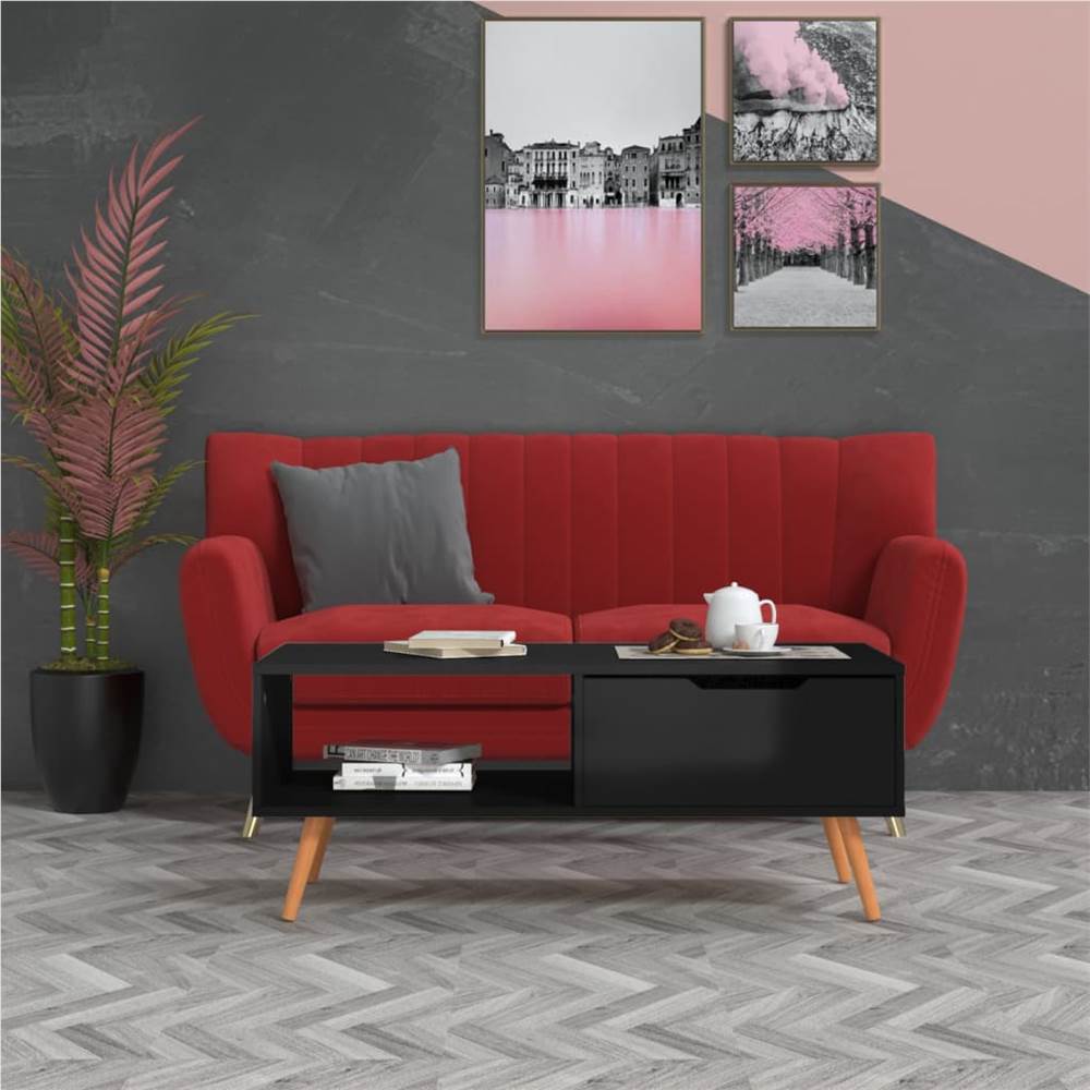 

Coffee Table High Gloss Black 100x49.5x43 cm Chipboard