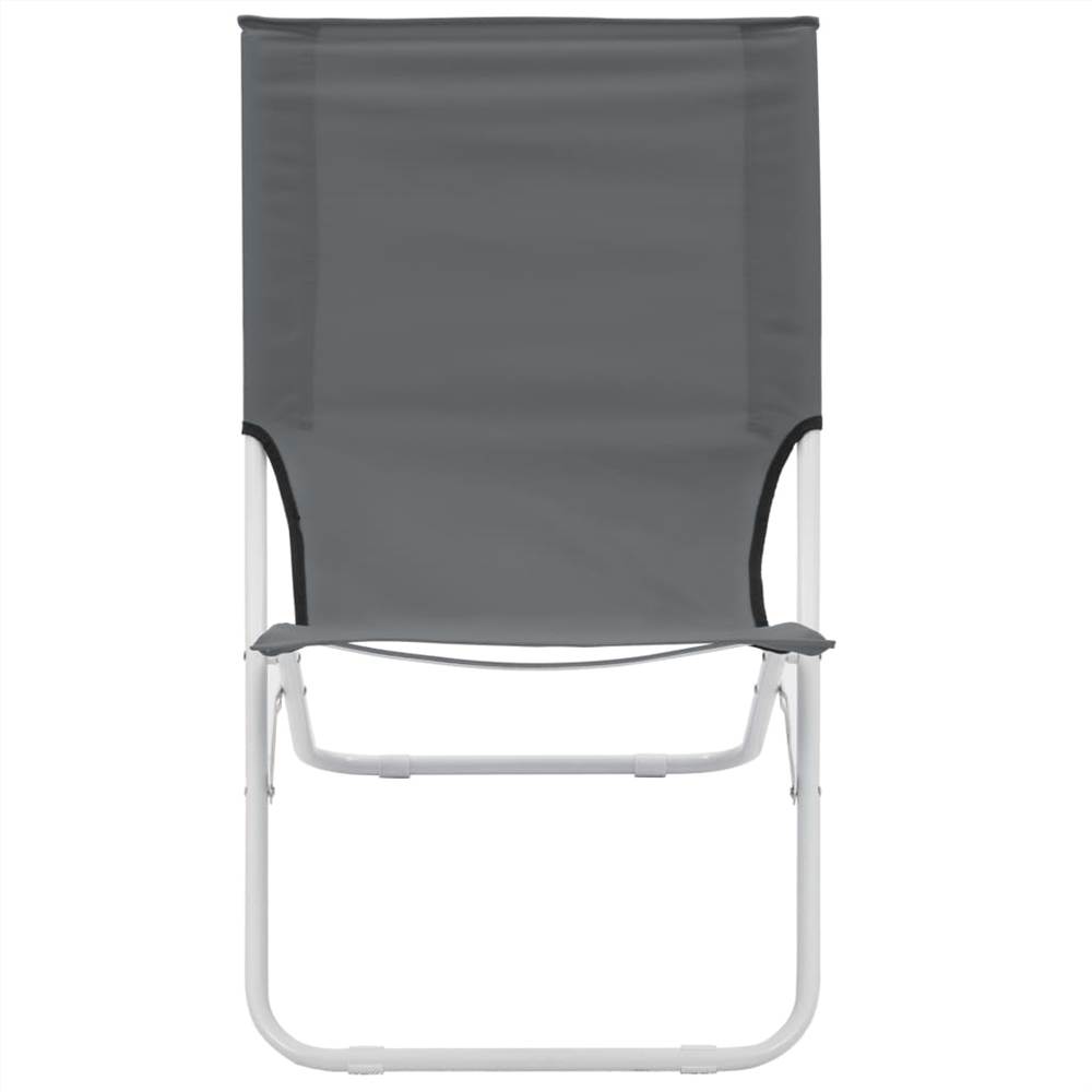 Folding Beach Chairs 2 pcs Grey