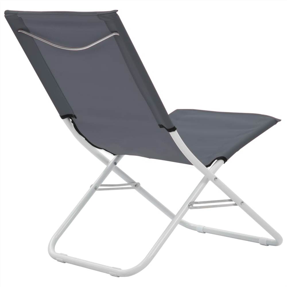 Folding Beach Chairs 2 pcs Grey