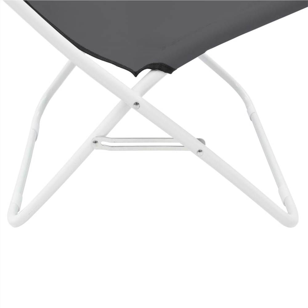 Folding Beach Chairs 2 pcs Grey