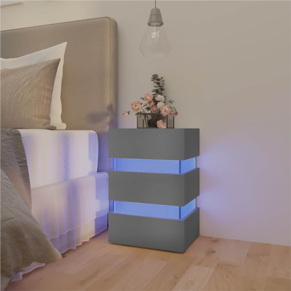 LED Bedside Cabinet Grey 45x35x67 cm Chipboard