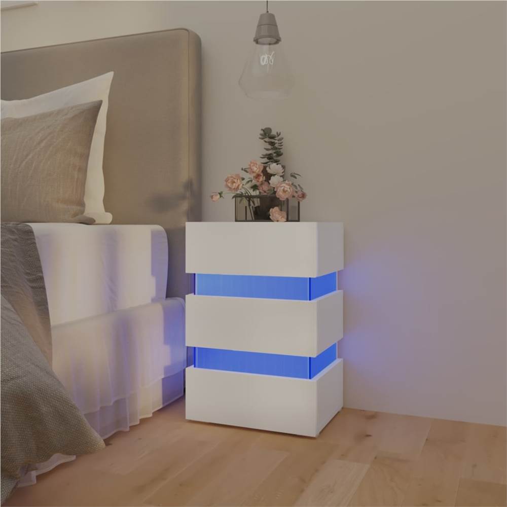 LED Bedside Cabinet White 45x35x67 cm Chipboard