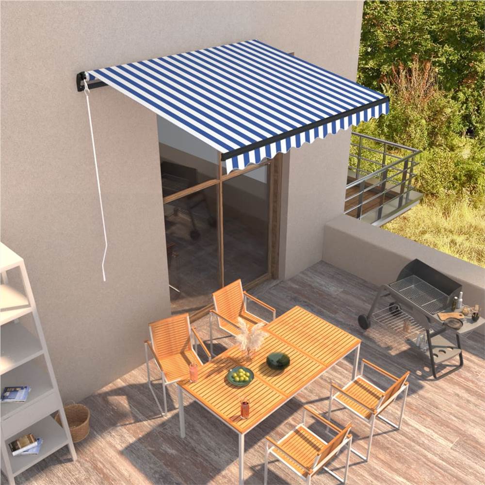 

Manual Retractable Awning 300x250 cm Blue and White
