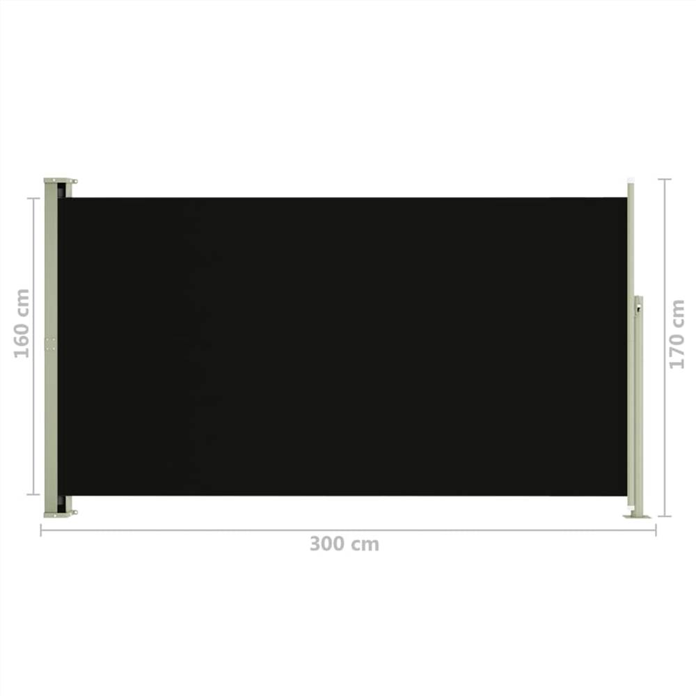 Patio Retractable Side Awning 170x300 cm Black