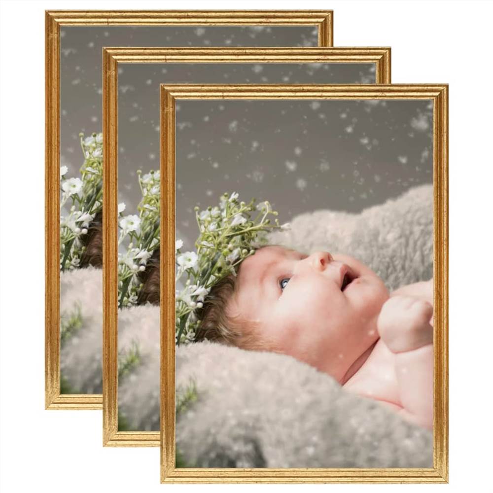 

Photo Frames Collage 3 pcs for Wall or Table Gold 29.7x42cm MDF
