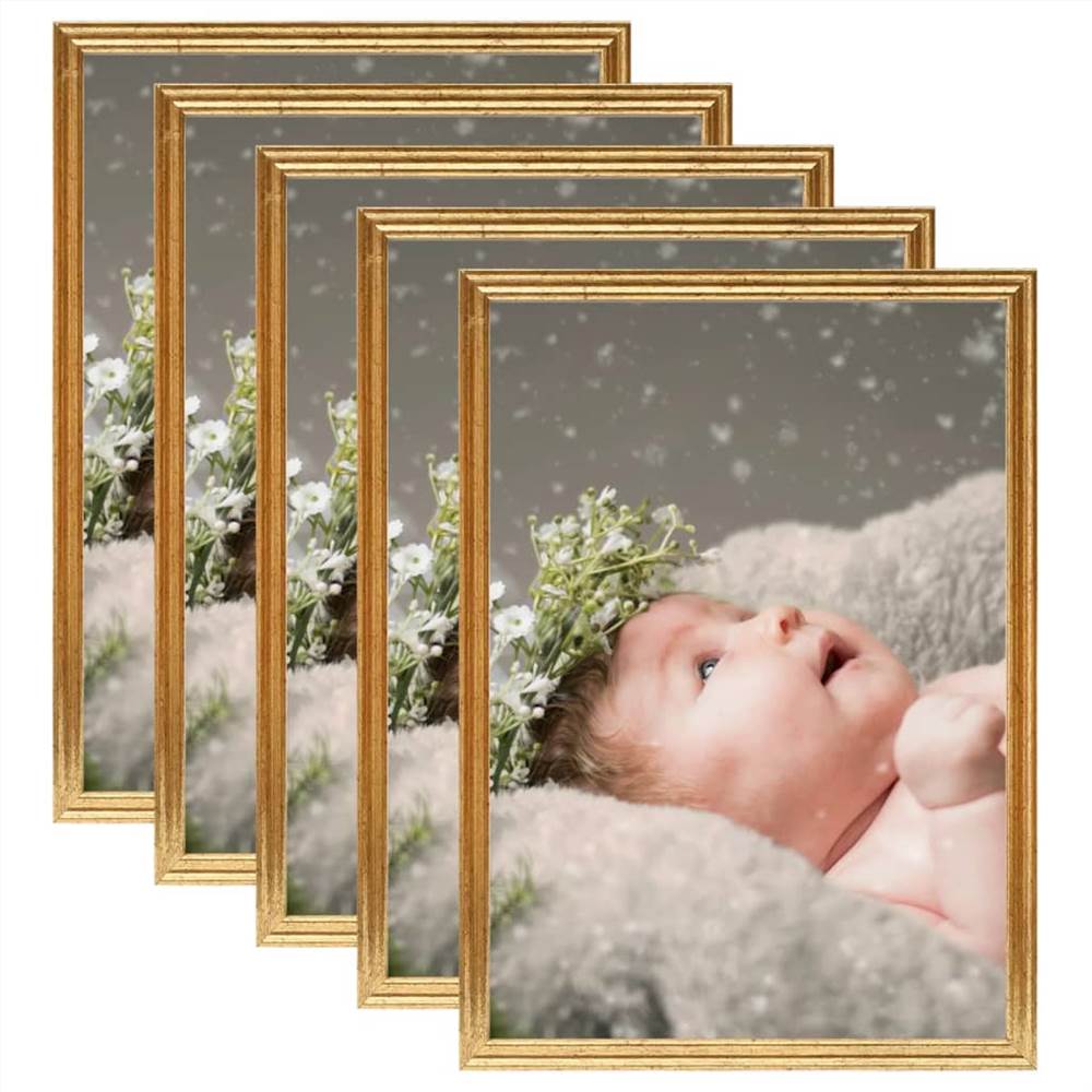 

Photo Frames Collage 5 pcs for Wall or Table Gold 29.7x42cm MDF