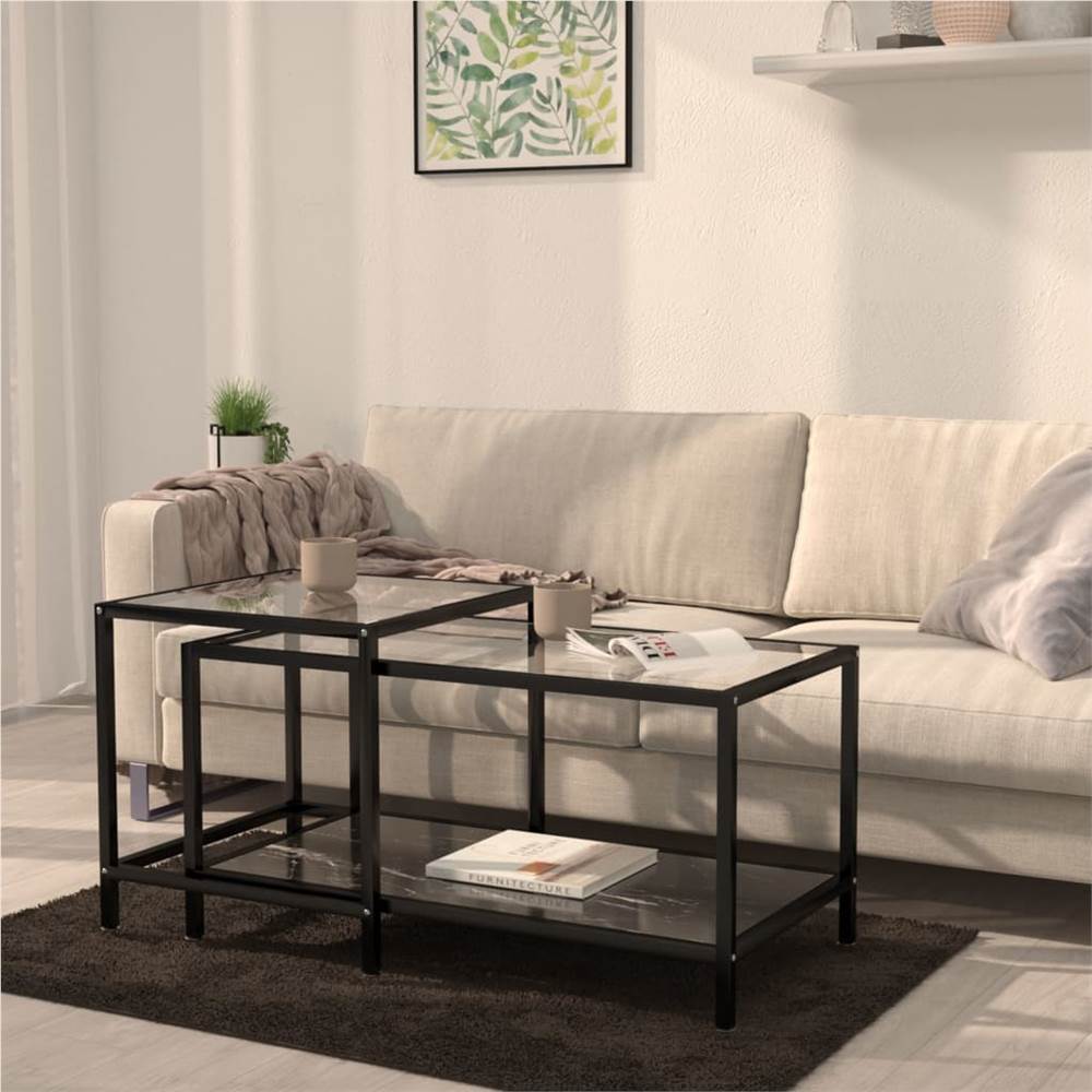 

Tea Tables 2 pcs Tempered Glass Black