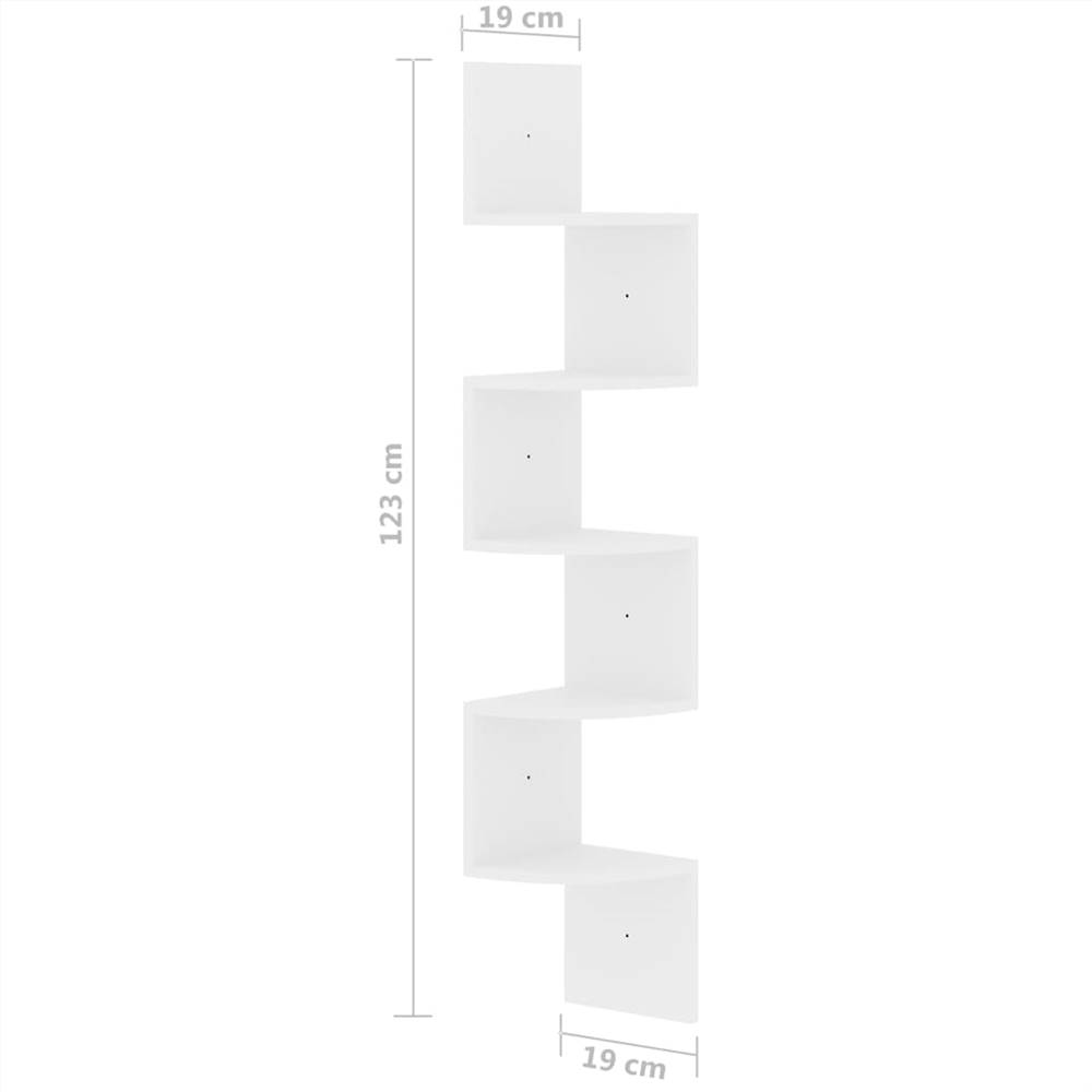 Wall Corner Shelf High Gloss White 19x19x123 cm Chipboard
