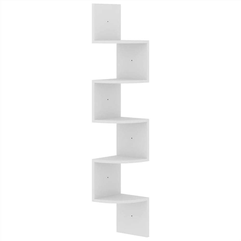 Wall Corner Shelf White 19x19x123 cm Chipboard