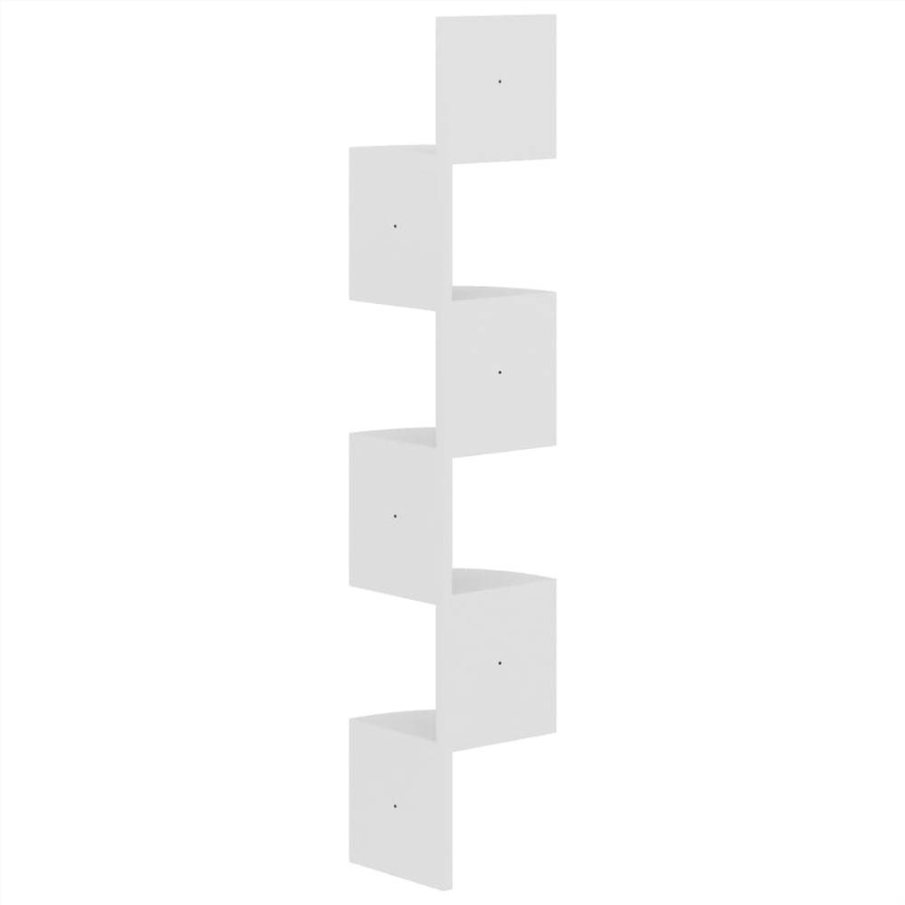 Wall Corner Shelf White 19x19x123 cm Chipboard