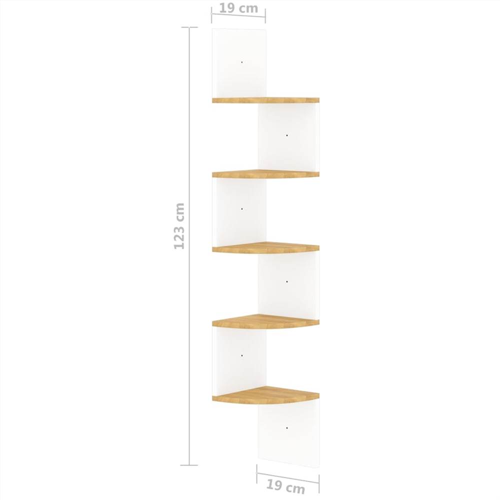 Wall Corner Shelf White and Sonoma Oak 19x19x123 cm Chipboard
