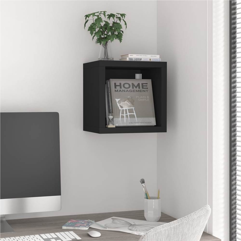 

Wall Cube Shelf Black 37x29.5x37 cm MDF