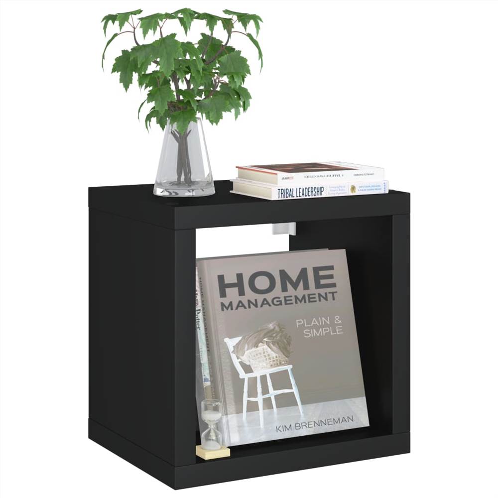 Wall Cube Shelf Black 37x29.5x37 cm MDF