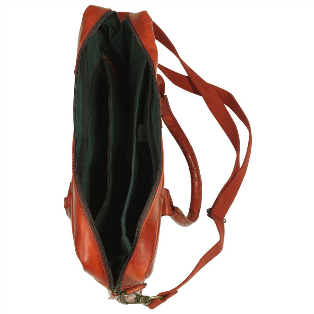 Zippered Laptop Bag Real Leather Tan