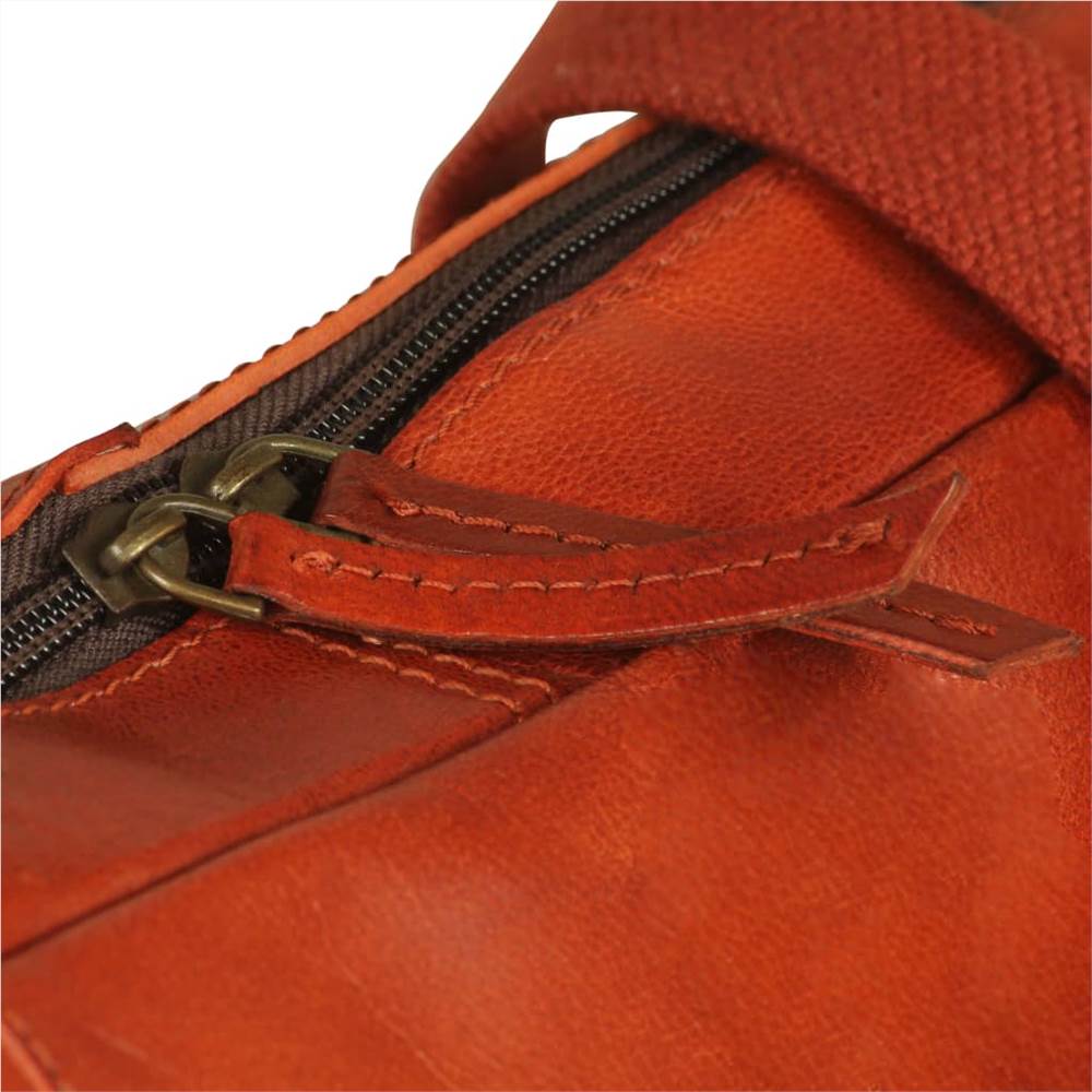Zippered Laptop Bag Real Leather Tan