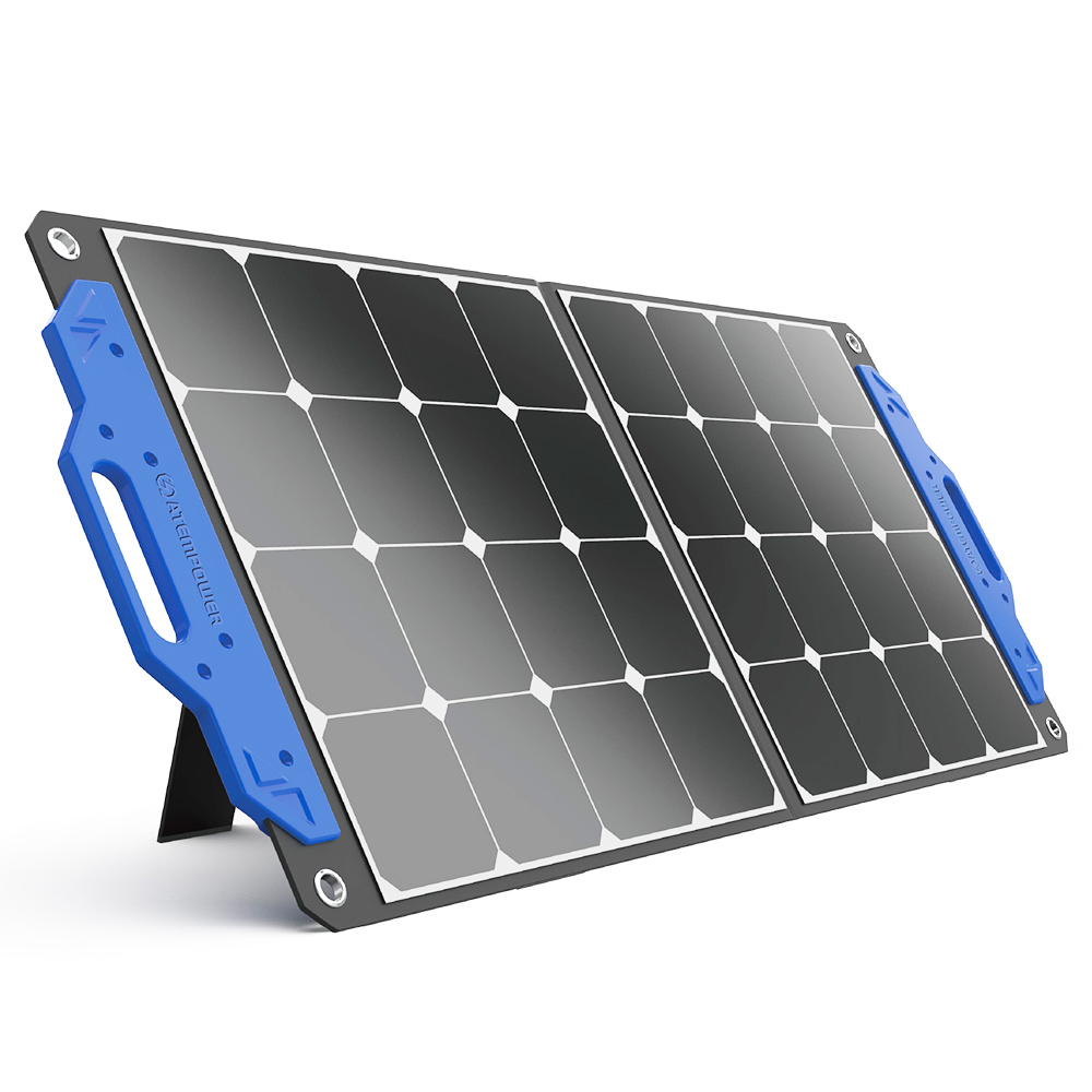 ATEM POWER 100W monokristallin solpanel kompatibel med generatorer Kraftverk för husbil utomhuscamping