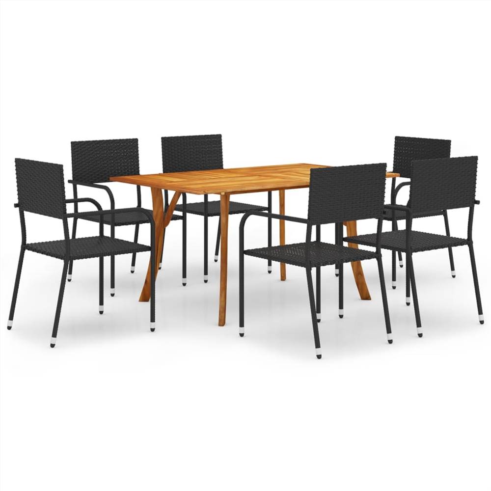 

7 Piece Garden Dining Set Black