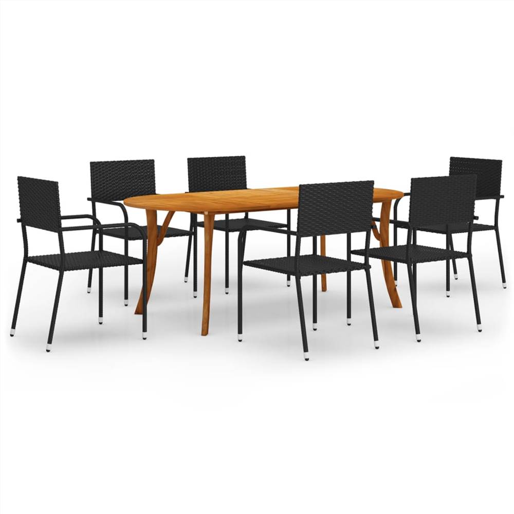 

7 Piece Garden Dining Set Black