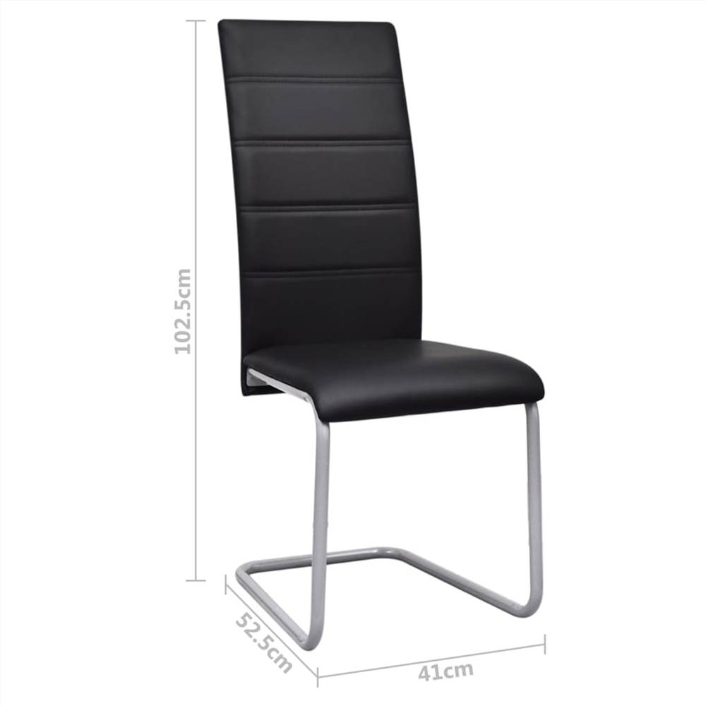 Cantilever Dining Chairs 2 pcs Black Faux Leather