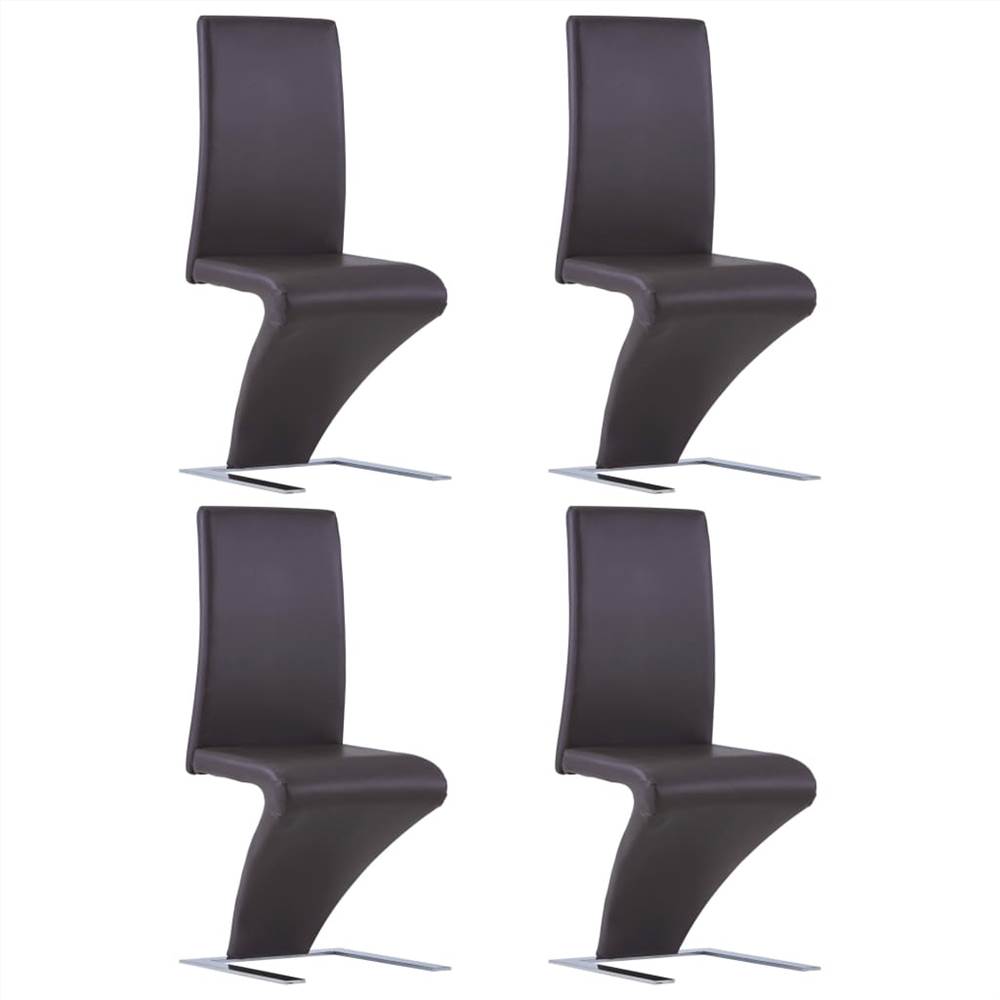 

Dining Chairs with Zigzag Shape 4 pcs Brown Faux Leather