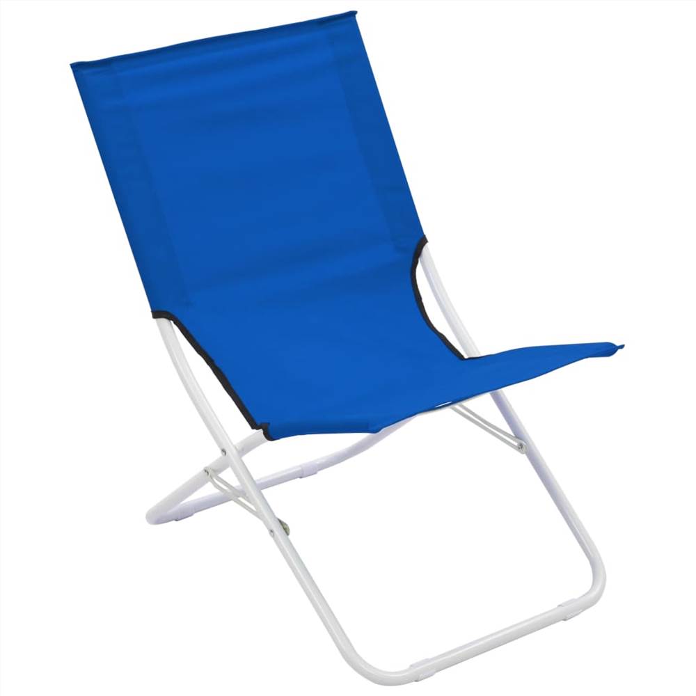 Folding Beach Chairs 2 pcs Blue