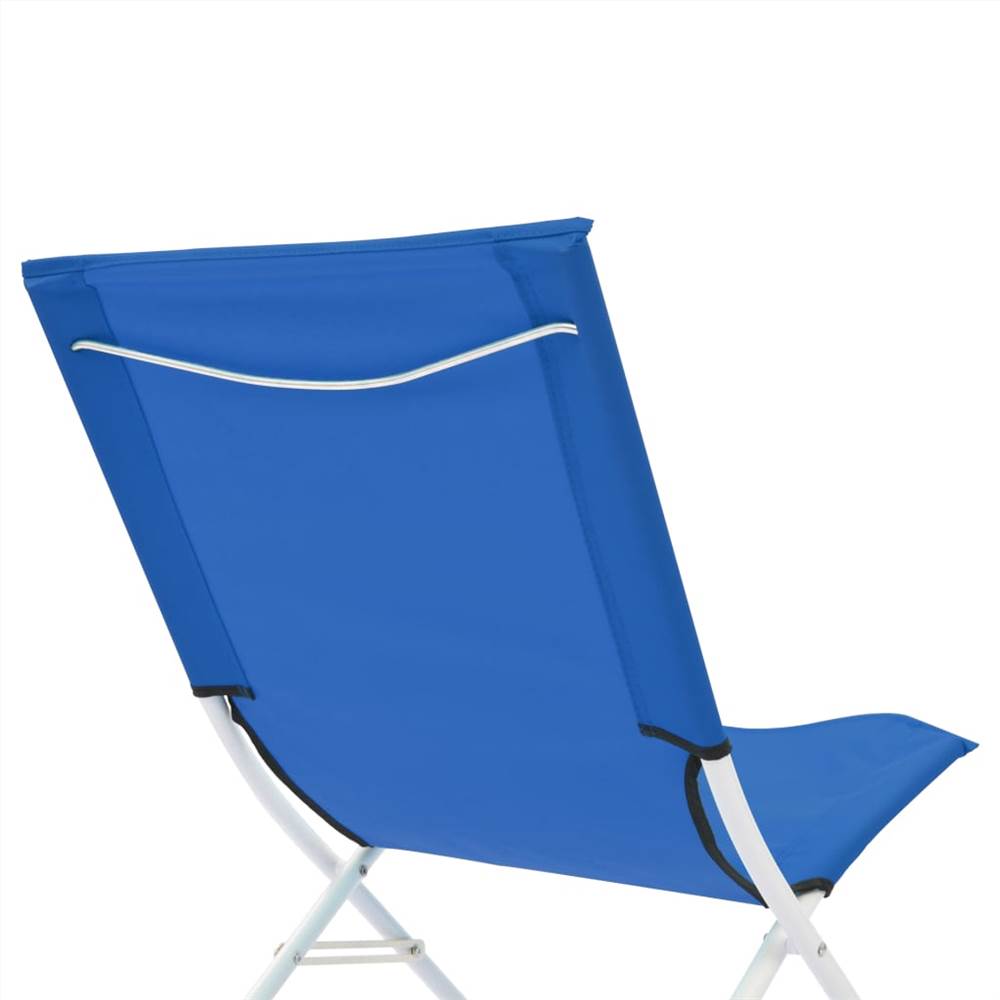 Folding Beach Chairs 2 pcs Blue