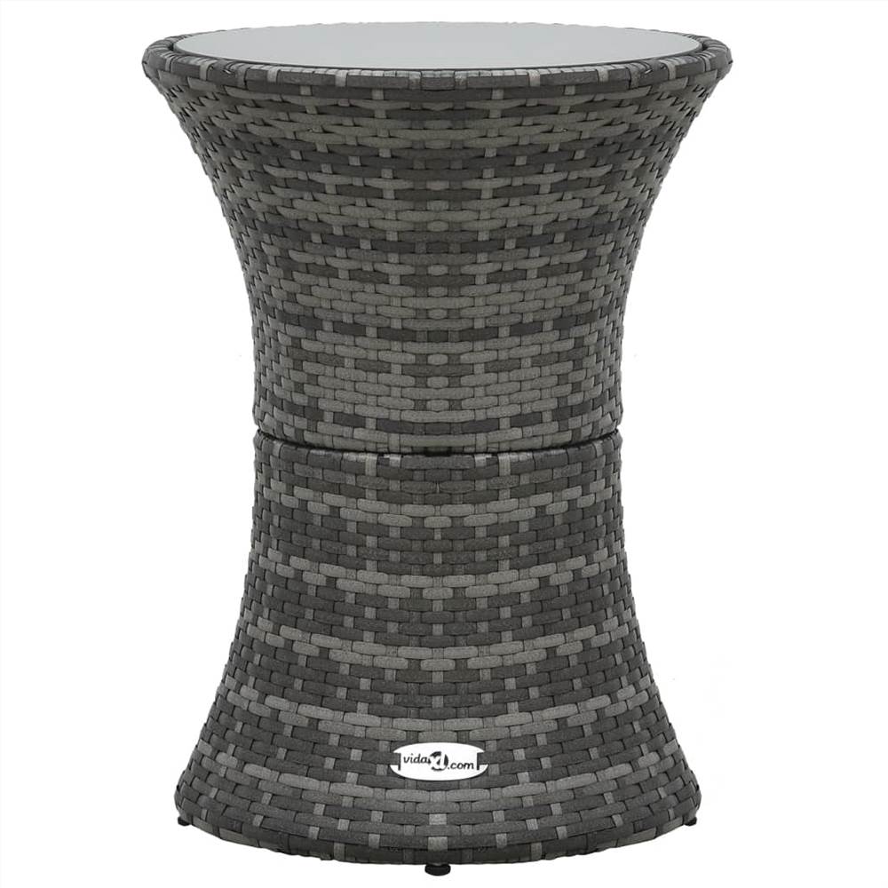 

Garden Side Table Drum Shape Grey Poly Rattan