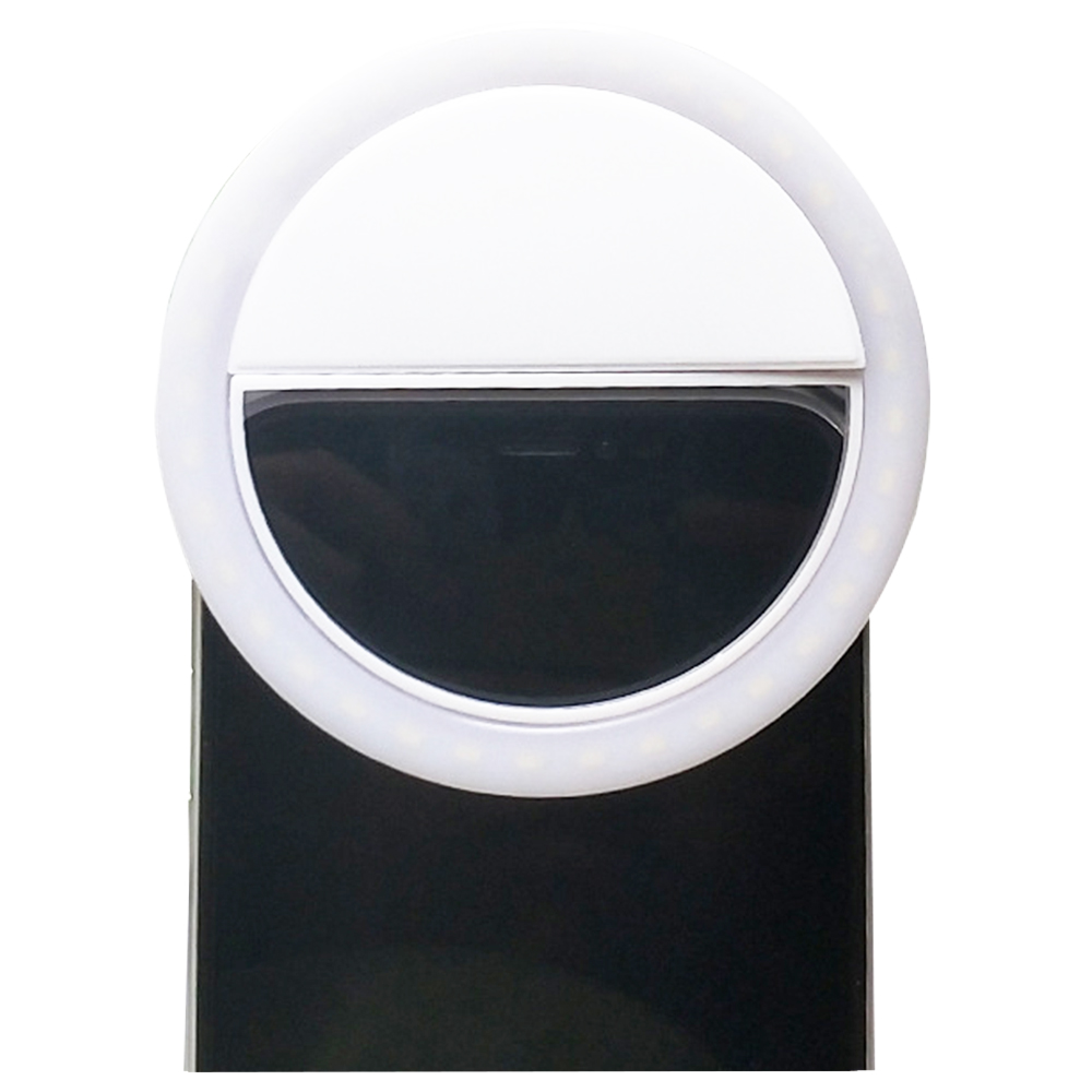LED Selfie Light Ring Flash Fill Clip Camera for Mobile Phone Tablet iPhone 150mAh Samsung Lumin Ring Clip Light - White