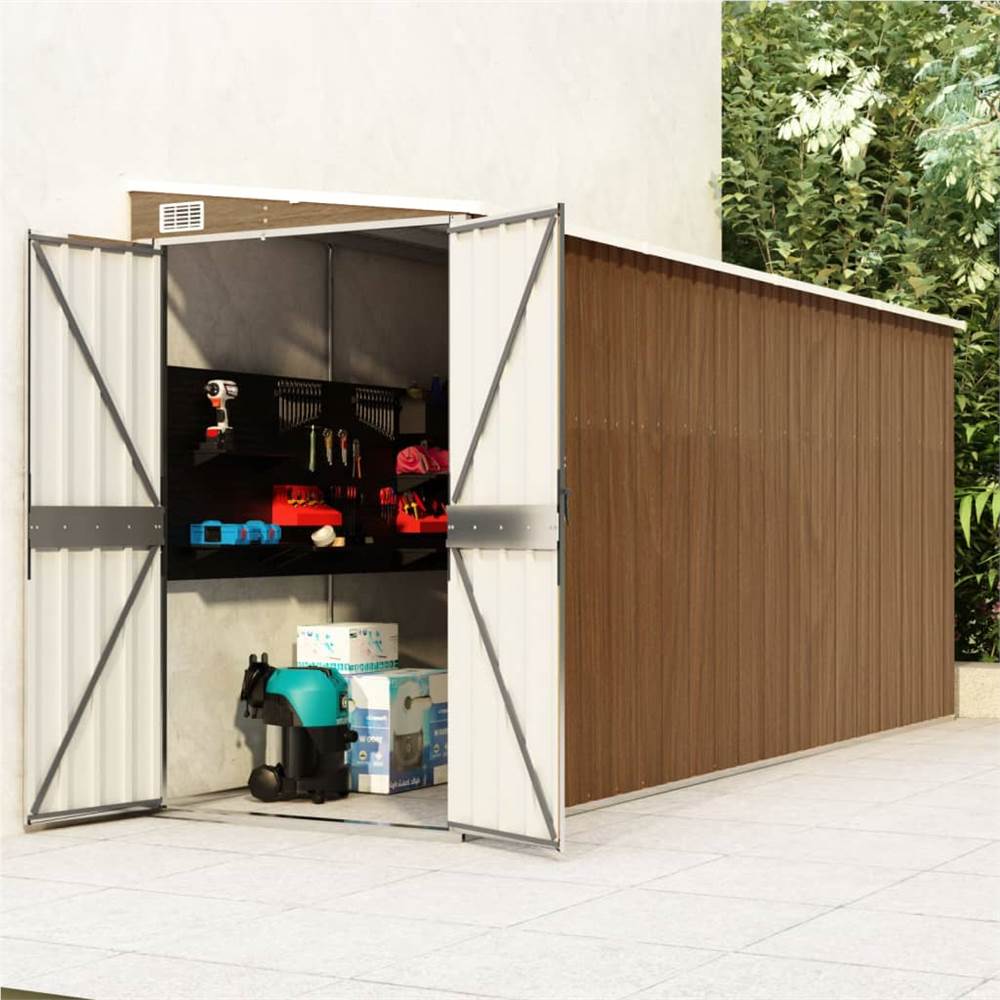 

Wall-mounted Garden Shed Brown 118x382x178 cm Galvanised Steel