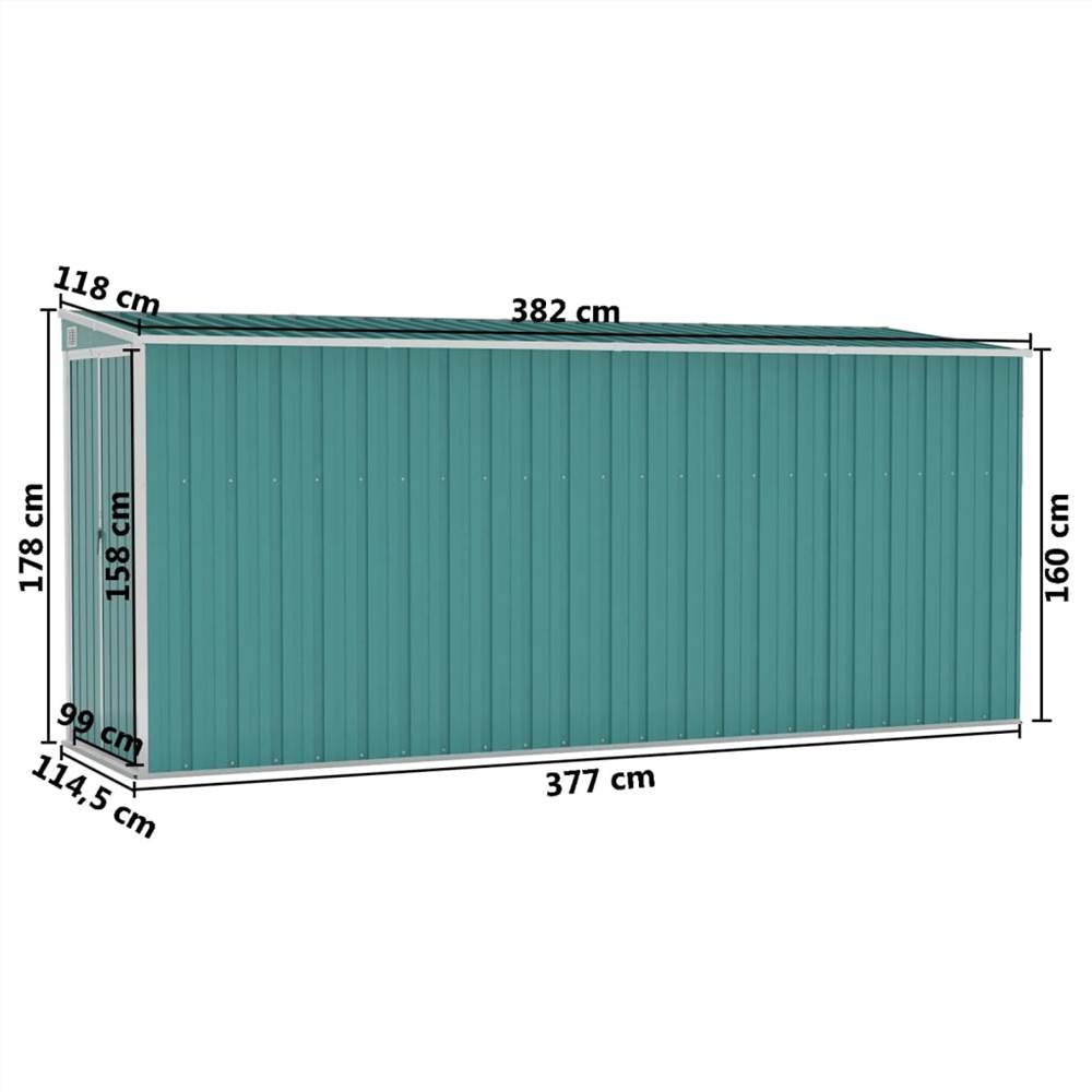 Wall-mounted Garden Shed Green 118x382x178 cm Galvanised Steel