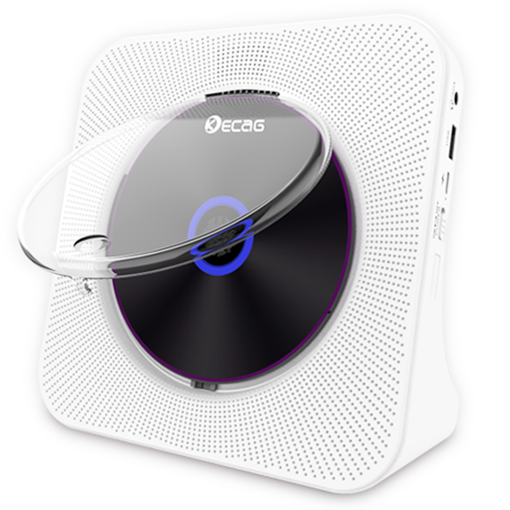 Kecag KC-806 Desktop CD Player with LED Display Bluetooth 5.0 Remote Control FM Radio MP3 Headphone Jack USB - White