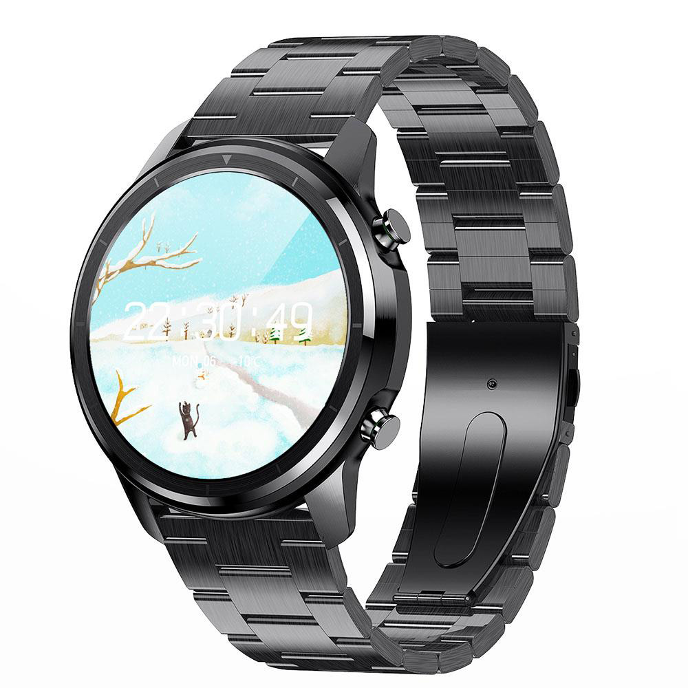 LEMFO LF26 Smartwatch Full Touch HD หน้าจอ Amoled Bluetooth 5.0 กีฬาฟิตเนสนาฬิกาสแตนเลส - สีดำ
