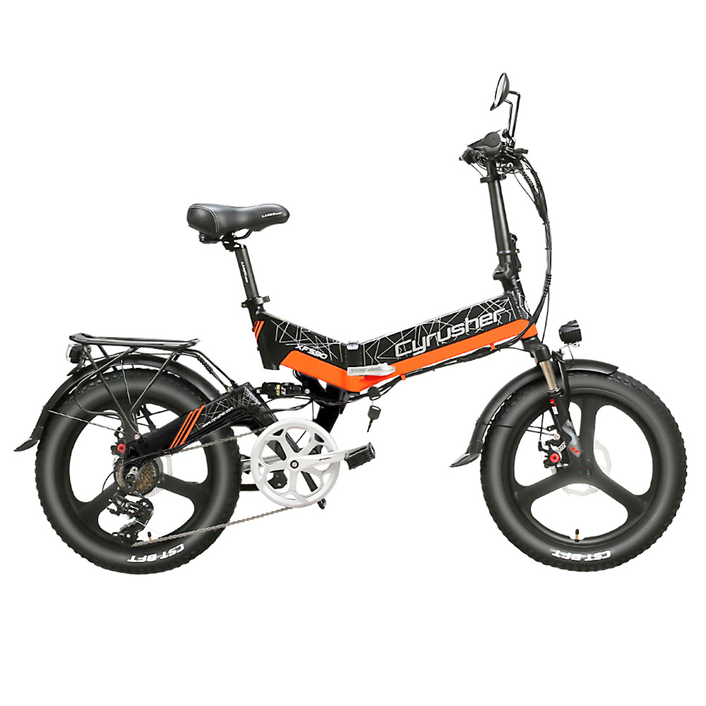 Cyrusher XF590 Bicicletta elettrica pieghevole 500W 48V 10 Ah Batteria 7 velocità City E-bike - Arancione