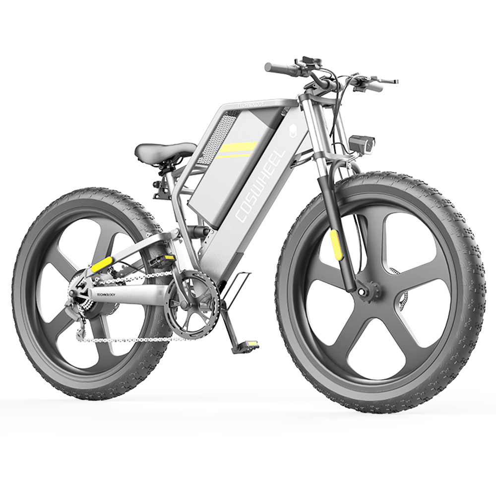 Coswheel T26 E-bike لجميع التضاريس دراجة 750 وات محرك 48 فولت 25 أمبير بطارية 90-130 نطاق 45 كم / ساعة أقصى سرعة رمادي الفضاء